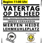 Plakat für Vatertag in Merten mit Infos zu Ort, Zeit und Angeboten. Veranstaltungshinweise.