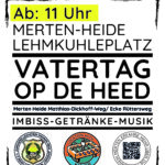 Plakat für Vatertag des JGV Männer-Reih Merten Heide, Beginn um 11 Uhr, Infos zu Speisen und Getränken.
